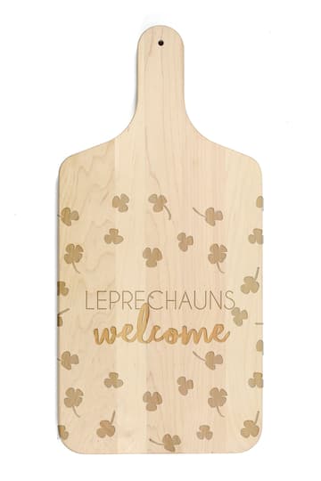 17&#x22; Leprechauns Welcome Maple Paddle Cutting Board